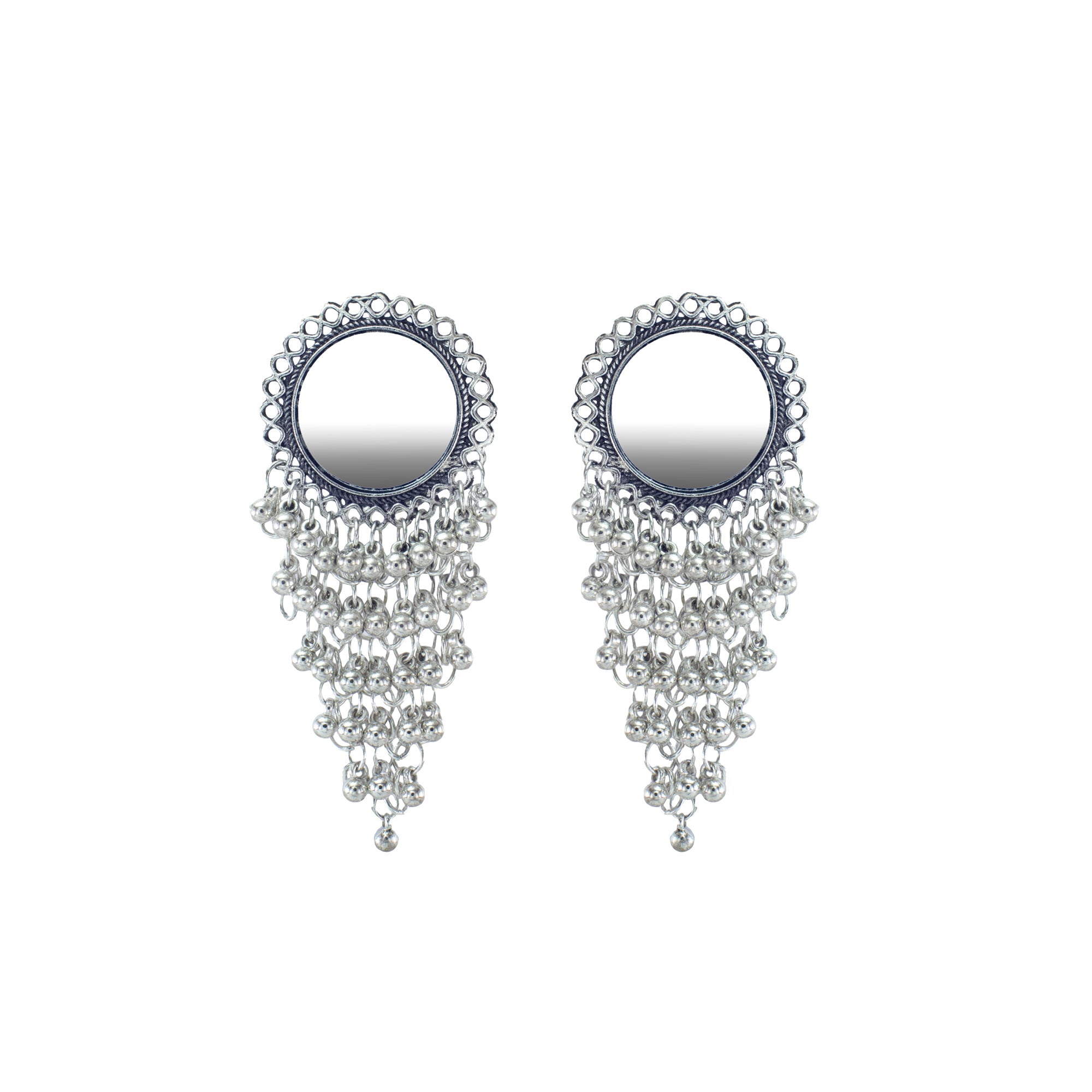 Abhinn Stylish German Silver Afghani Jhalar Earrings for Women