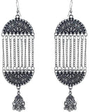 Abhinn Afghani Oxidised Silver Floral Design Dangler And Jhumki Earring for Women