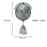 Abhinn Stylish Silver Oxidized Circular Stud With Jhumki Earrings for Women
