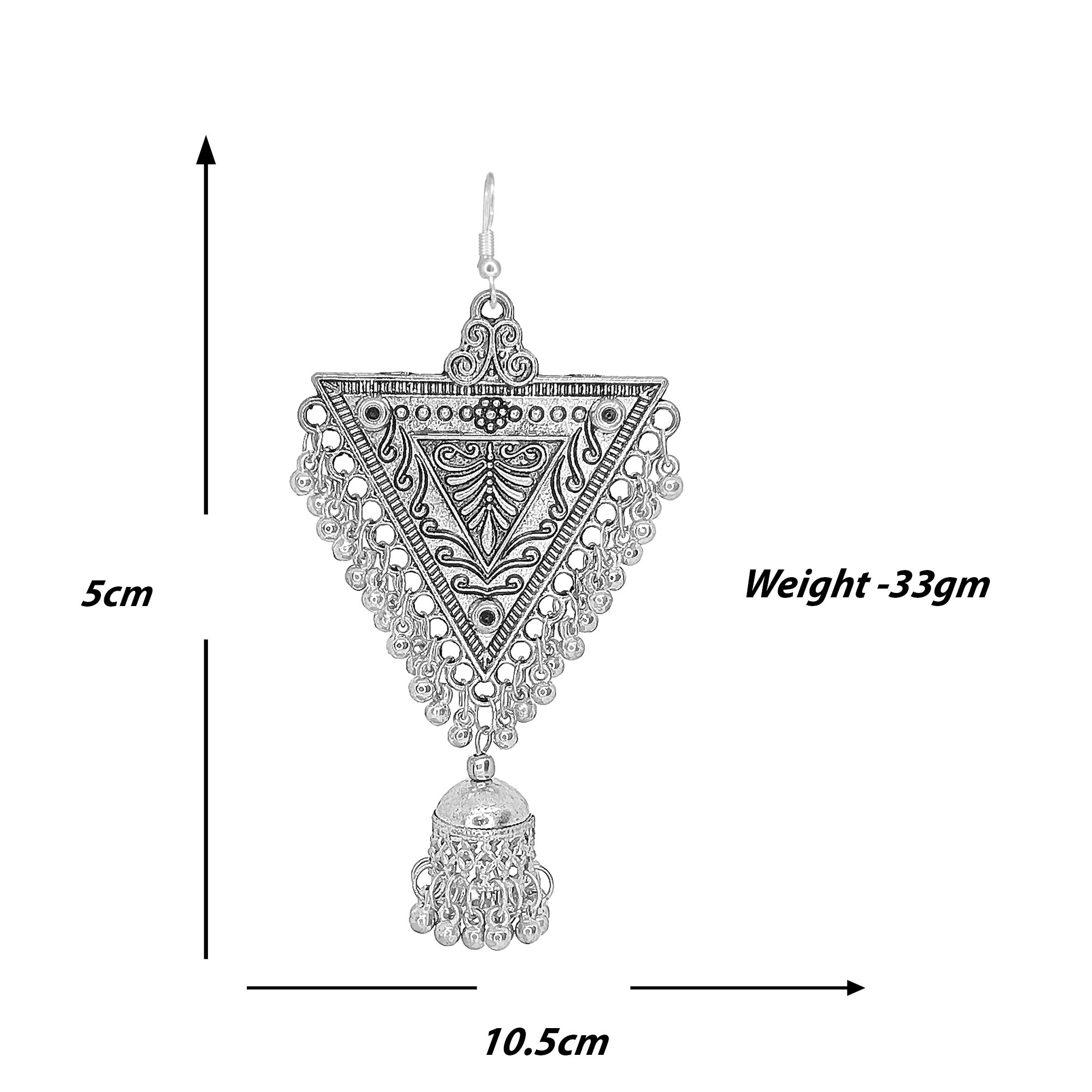Abhinn Silver  Plated Oxidised Triangle Shape Dangler & Jhumki Earrings For Women