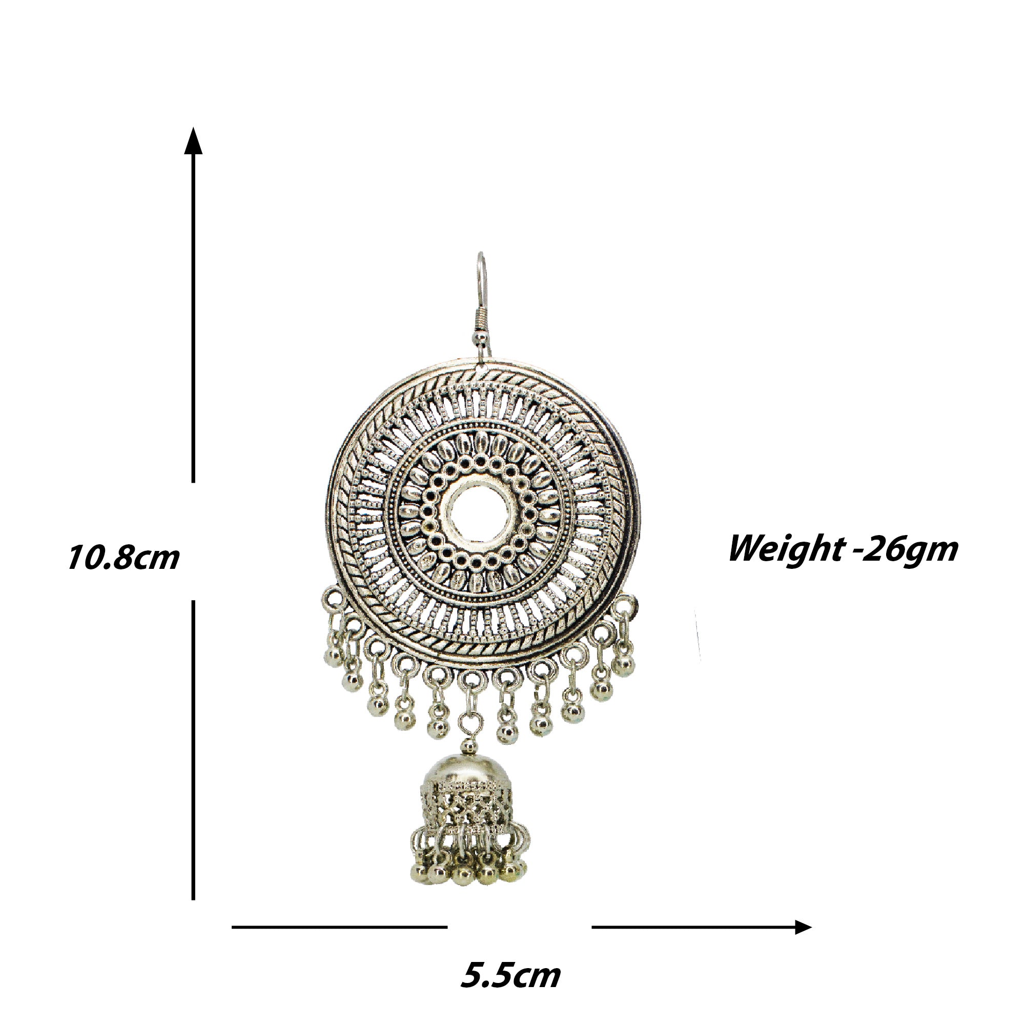 Abhinn Silver Oxidised Trendy Design Dangler With Jhumki  Earrings For Women