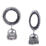 Abhinn Silver Oxidised Sun Shaped Stud With Jhumka Earrings for Women