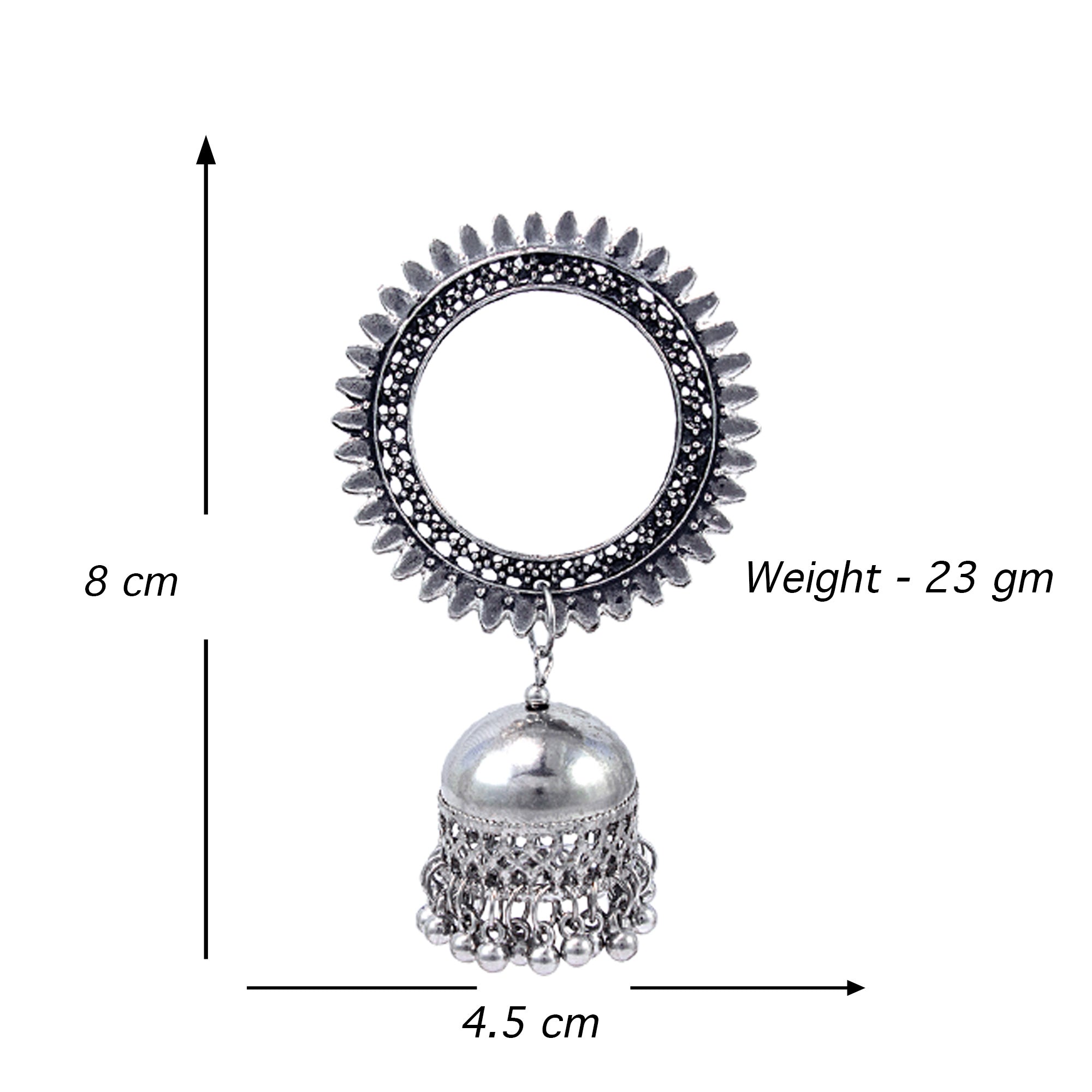 Abhinn Silver Oxidised Sun Shaped Stud With Jhumka Earrings for Women