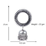 Abhinn Silver Oxidised Sun Shaped Stud With Jhumka Earrings for Women