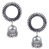 Abhinn Silver Oxidised Sun Shaped Stud With Jhumka Earrings for Women