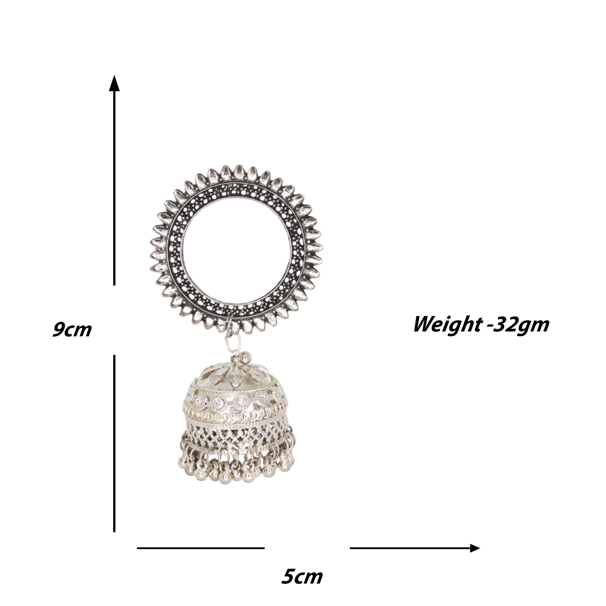 Abhinn Unique Silver Oxidised Floral Design Jhumka Earrings For Women