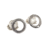 Abhinn Unique Silver Oxidised Floral Design Jhumka Earrings For Women