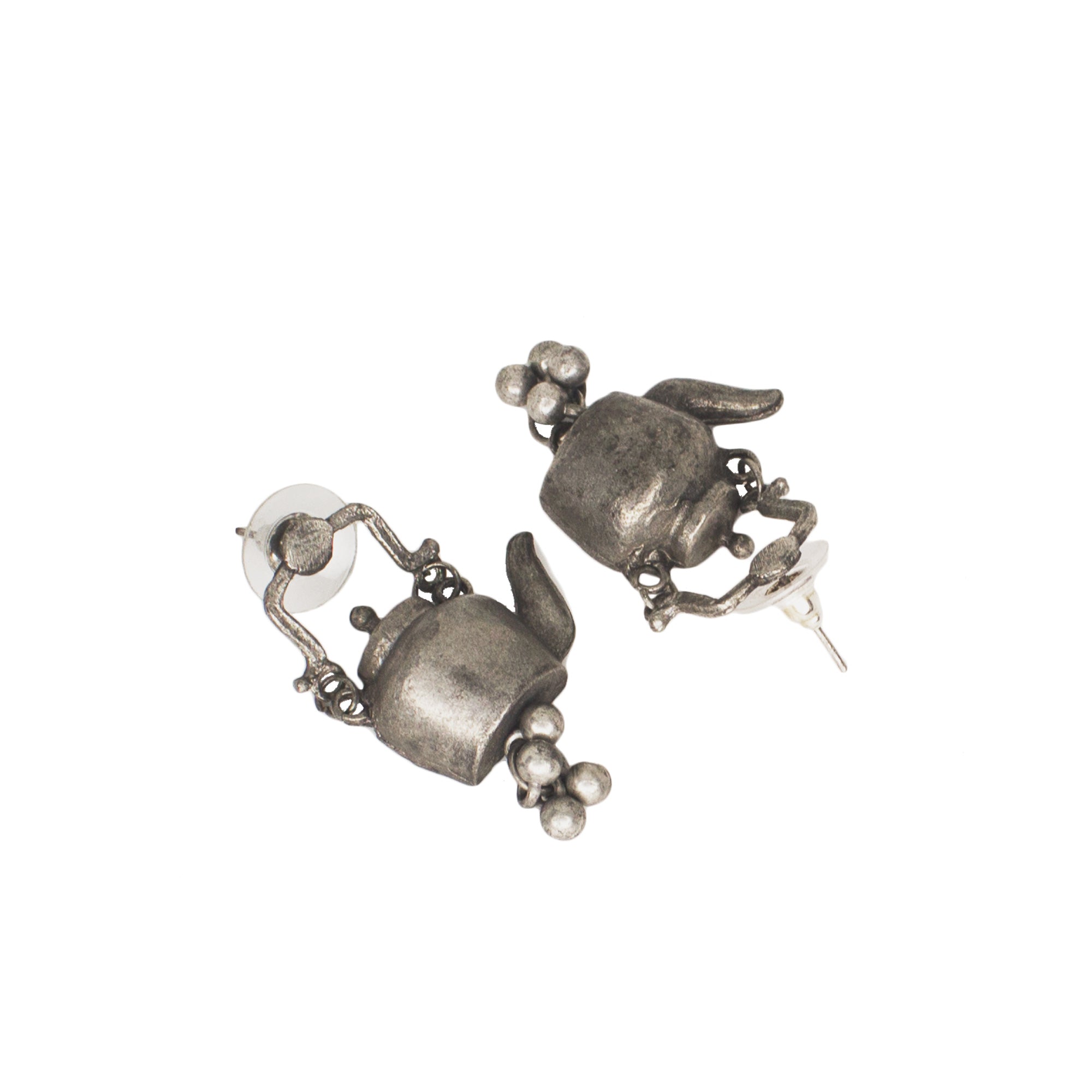 Abhinn Designer Kettle Shape Oxidised Small Dangler Earrings for Women