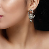 Abhinn Designer Kettle Shape Oxidised Small Dangler Earrings for Women