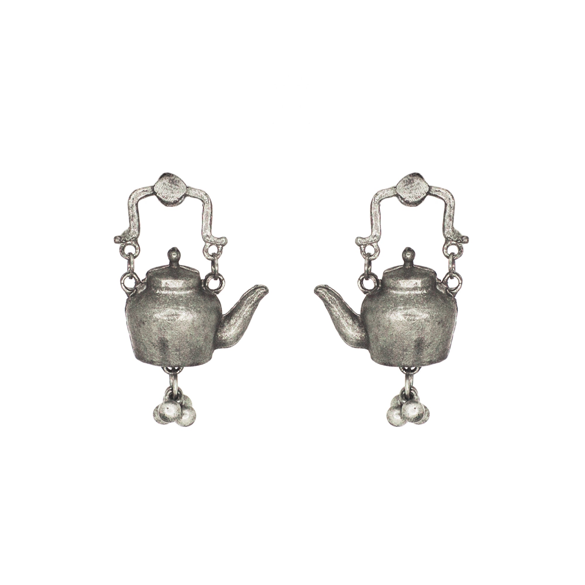 Abhinn Designer Kettle Shape Oxidised Small Dangler Earrings for Women