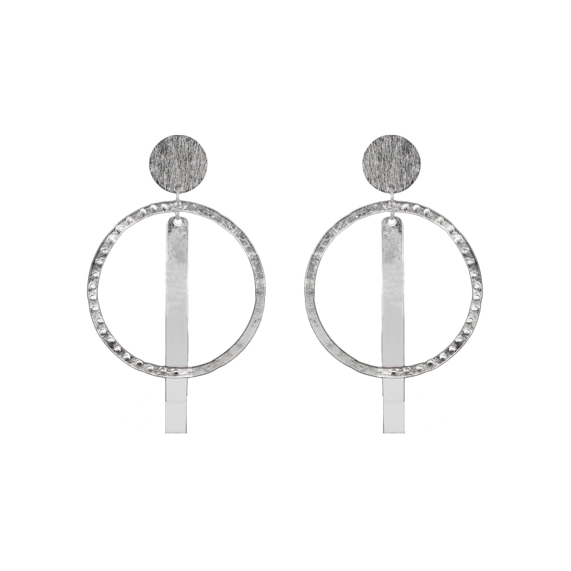 Abhinn Western Geometrical Hammered Design Dangler Earrings For Women