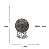 Floral Design Silver Oxidised Studs Earrings With Silver Beads