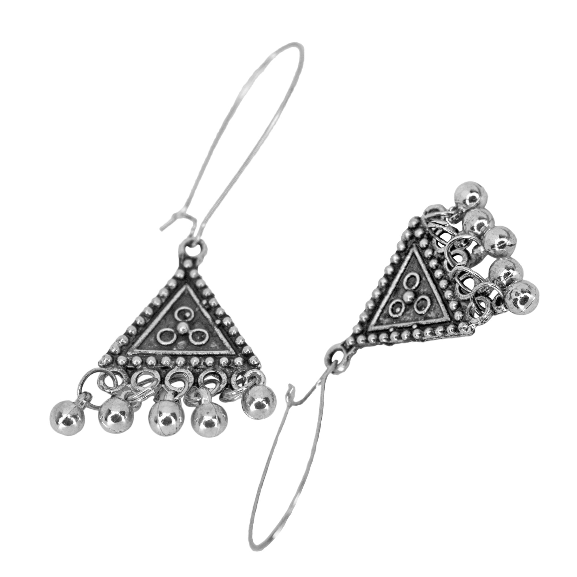 Abhinn Classy Silver Plated Geometrical Shape Hoops Earrings For Women