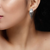 Abhinn Silver Replica Unique Shankh Design Stud Earrings For Girls