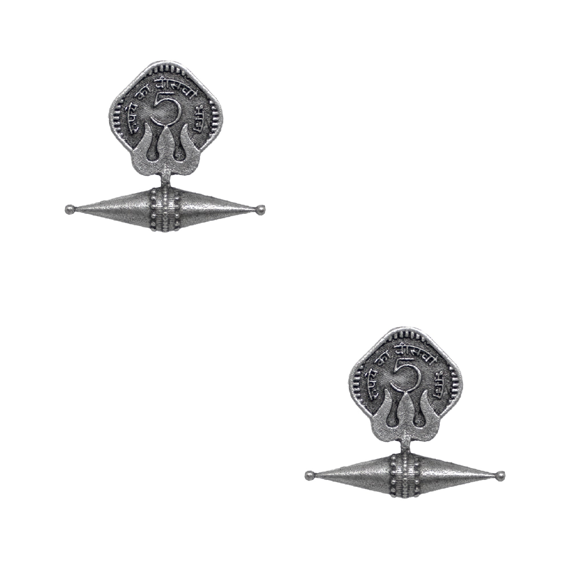 Abhinn Silver Replica Antique Coin Design Earrings For Women