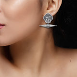 Abhinn Silver Replica Antique Coin Design Earrings For Women