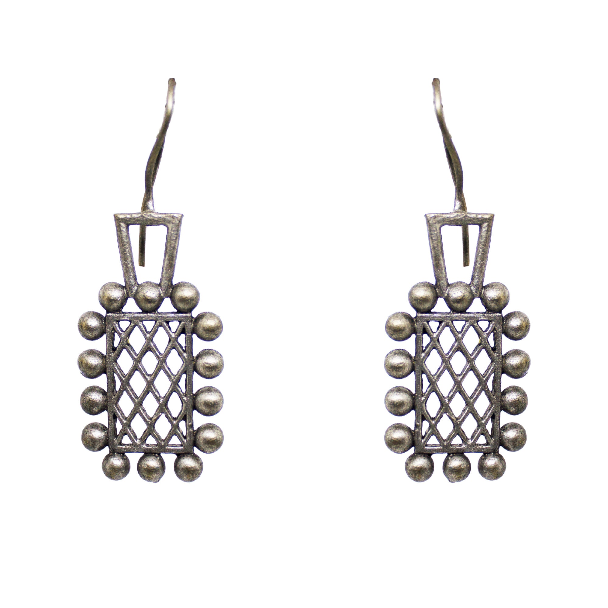 Abhinn Silver Replica Antique Window Design Earrings For Girls