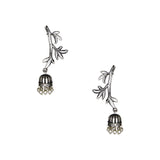 Abhinn Silver Replica Tree Branch Leaf Design Studs With Small Jhumki For Women