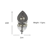 Abhinn Silver Replica Dual Leaf Design with Dangler Pearls Stud Earrings For Women