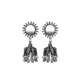 Abhinn Silver Oxidised Ganesha Jhumka With Mirror Stud Earrings For Girls