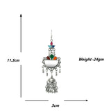 Abhinn Silver Oxidised Multi Coloured Meenakari Dangler With Jhumki Earrings For Girls