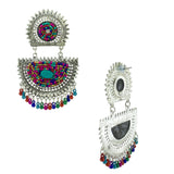 Abhinn Silver Oxidised Multi Colour Beaded Dangler Earrings for Women