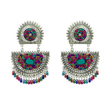 Abhinn Silver Oxidised Multi Colour Beaded Dangler Earrings for Women