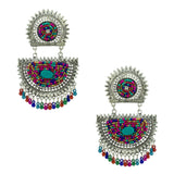 Abhinn Silver Oxidised Multi Colour Beaded Dangler Earrings for Women