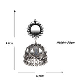 Abhinn Handmade Silver Oxidised Mirror Stud Jhumka Earrings For Women