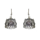 Abhinn Unique Silver Oxidised Temple Design Jhumki Earrings For Women 