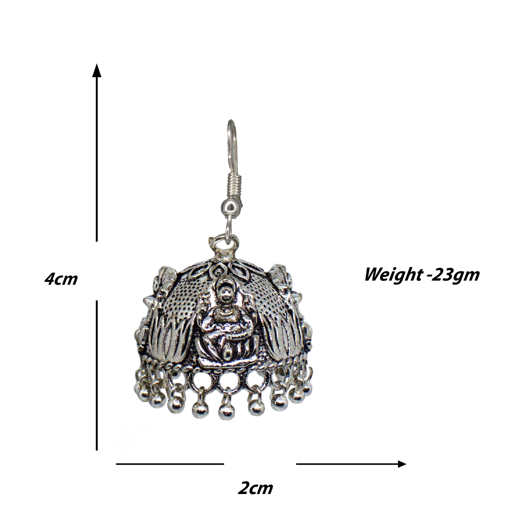 Abhinn Unique Silver Oxidised Temple Design Jhumki Earrings For Women