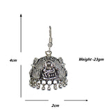 Abhinn Unique Silver Oxidised Temple Design Jhumki Earrings For Women