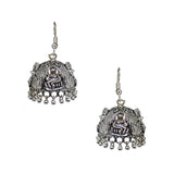 Abhinn Unique Silver Oxidised Temple Design Jhumki Earrings For Women