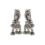 Abhinn Silver Oxidised Parrot Design Dangler Earring With Ghungroo For Women