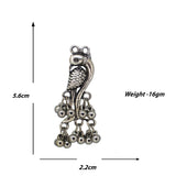 Abhinn Silver Oxidised Parrot Design Dangler Earring With Ghungroo For Women
