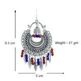 Abhinn Chandbali Silver Oxidised Multi Colour Hook Dangler Earring For Women