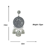 Abhinn Silver Oxidised Peacock Design Dangler With Jhumki Earrings For Women