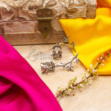Abhinn Silver Replica Leaves Studs With Bird Cage Jhumki For Women 