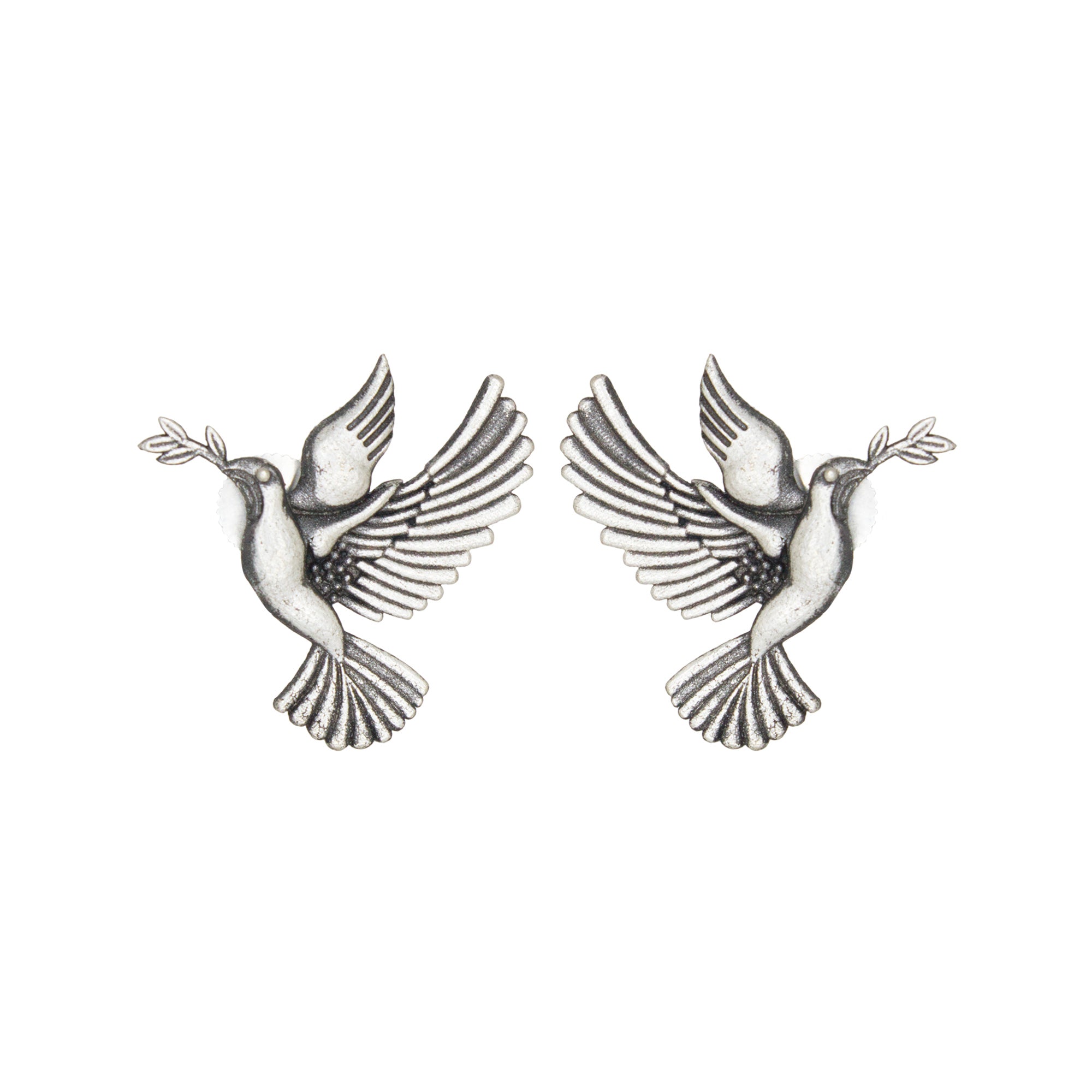 Abhinn Silver Replica Bird Design Studs Earrings