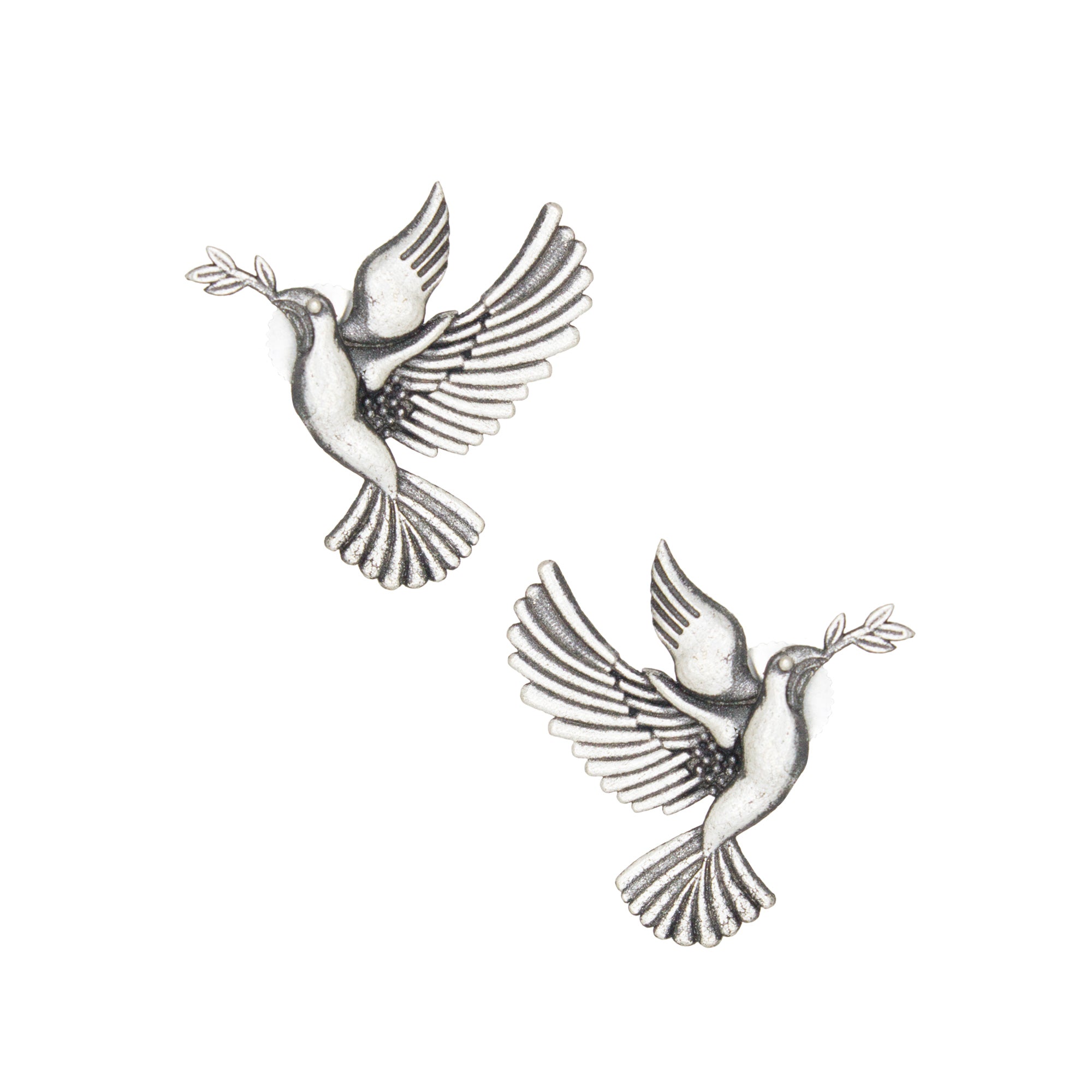 Abhinn Silver Replica Bird Design Studs Earrings