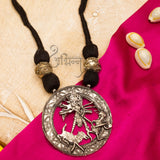 Oxidized German Silver Goddess Durga Round Pendant