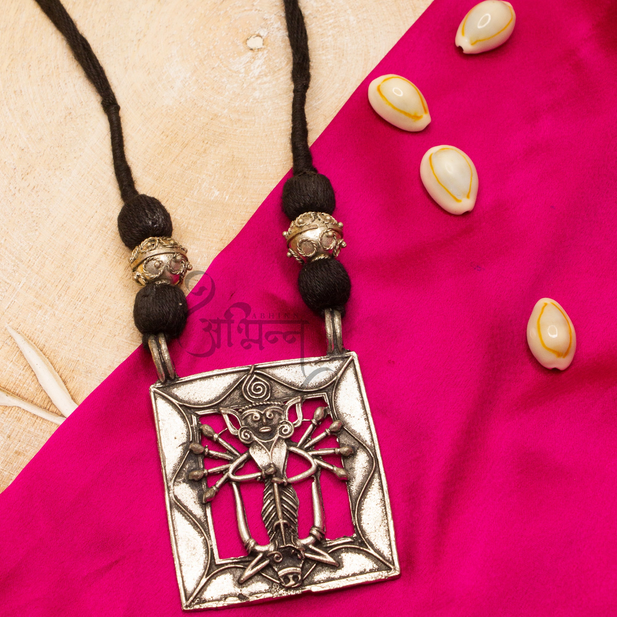 Oxidized German Silver Goddess Durga Pendant