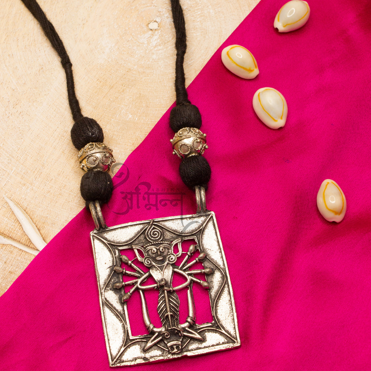 Oxidized German Silver Goddess Durga Pendant