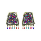 Abhinn Golden Oxidised Multi Colour Beaded Studs Earrings For Women 