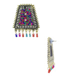 Abhinn Golden Oxidised Multi Colour Beaded Studs Earrings For Women
