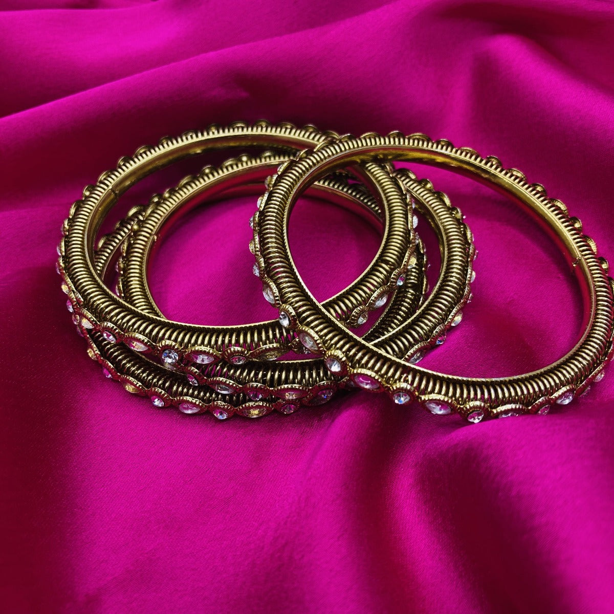 Latest Bangles Set with Kundan Stones with Jali Design (Set of 4)