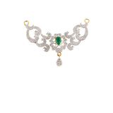 Abhinn Latest AD Stones Studded Green Stone Mangalsutra with Earrings For Women