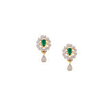 Abhinn Latest AD Stones Studded Green Stone Mangalsutra with Earrings For Women