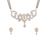 Abhinn Latest AD Stones Studded Floral Design Mangalsutra with Earrings For Women