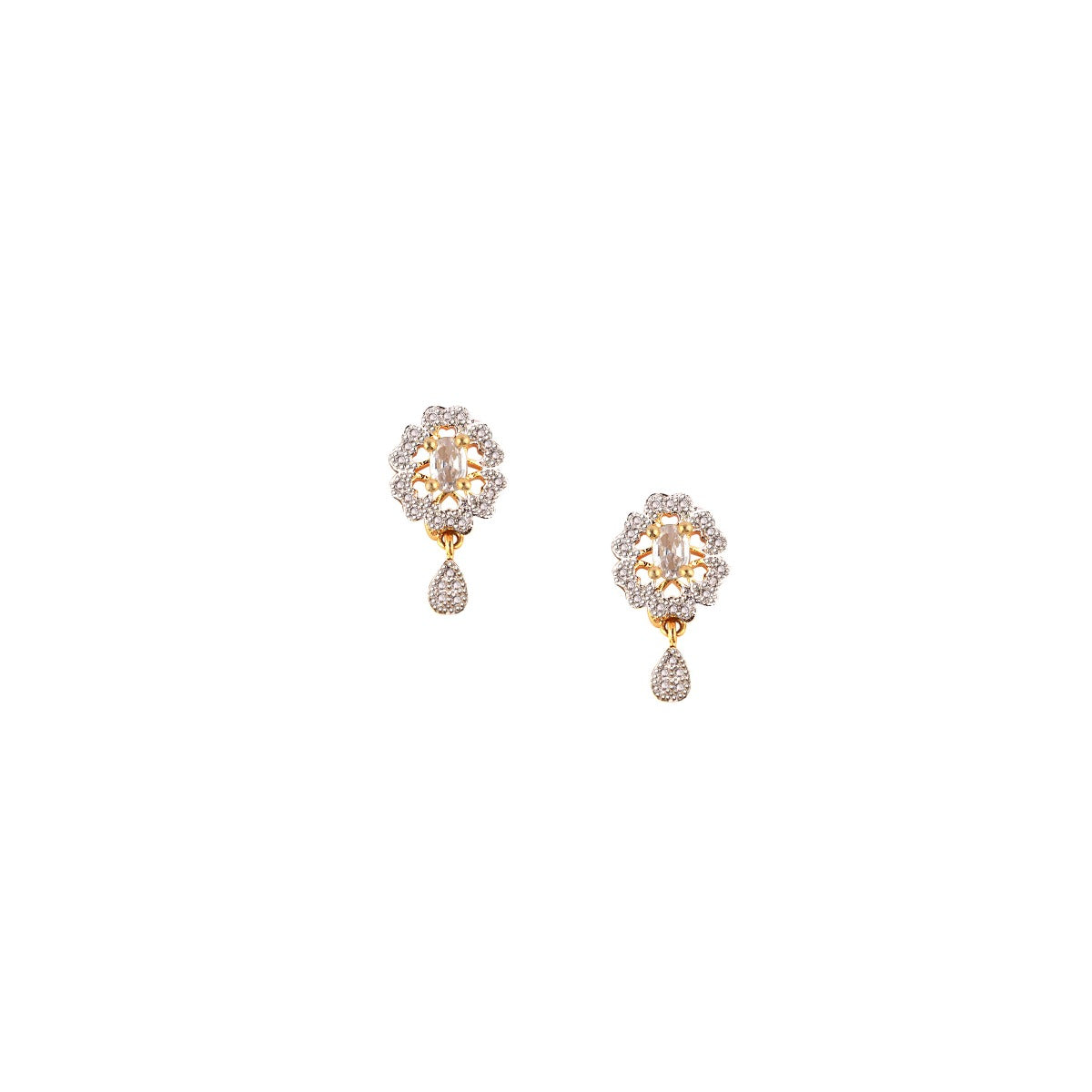 Abhinn Latest AD Stones Studded Floral Design Mangalsutra with Earrings For Women